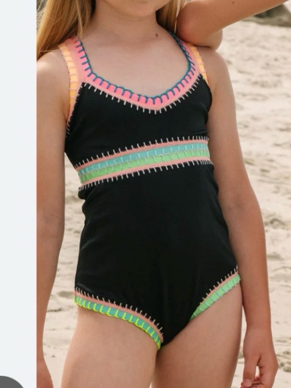 Platinum Swimwear Solange Ferrarini Embroidered Trim One Piece Swimsuit Size 6-8